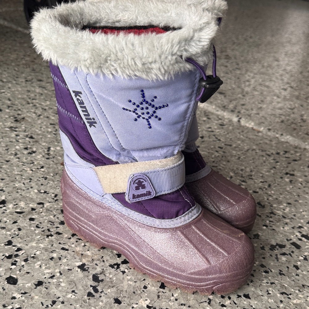 Kamik Lilac and Silver Kids Snow Boots